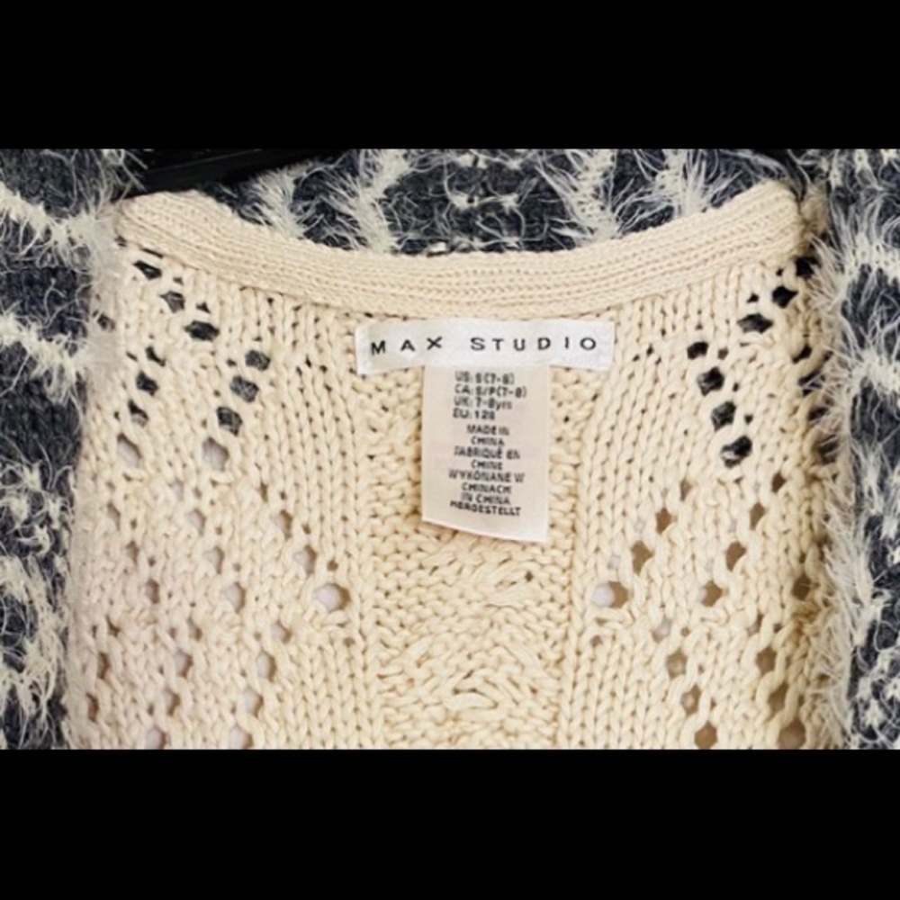 NWOT MAX STUDIO VEST KNIT Cream & FUR Black/Gray - Picture 7 of 10